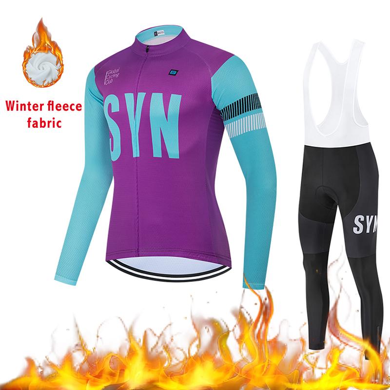 2026 Cycling Suit Long Sleeved Men s Winter Cycling Knitwear Cycling Bib Thickened Warm Cycling Suit Fleece Jacket Cycling Set 4XL