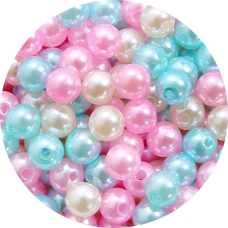 Color Abs Perforated Imitation Pearl Loose Beads Diy Hand-Woven Beaded Bracelet Homemade Jewelry Material