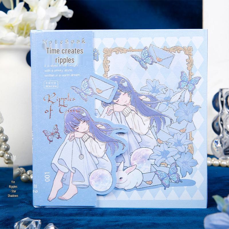 Mu Ran Hot Stamping Square Notebook - Time Ripples: Cute Anime Character Planner & Memo Diary