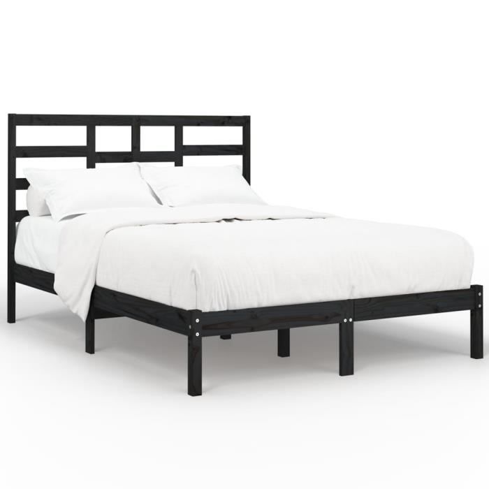 VidaXL Bed Frames Black Solid Wood 140x190 Cm 3105779
