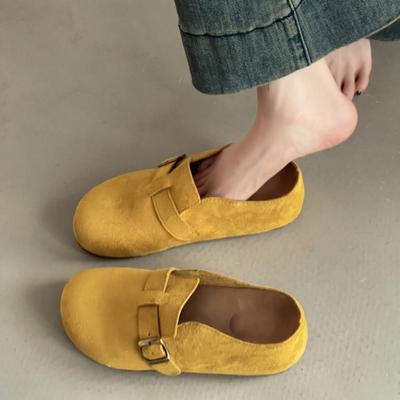 Pasta riparatrice versatile testa borsa casual mezze pantofole autunnali ragazze fibbia cintura retrò scarpe basse a un pedale moda