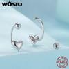 WOSTU 925 Sterling Silver Heart Ball Front and Back Stud Earrings For Women Women Daily Wear Jewelry Wedding Birthday Party Gift