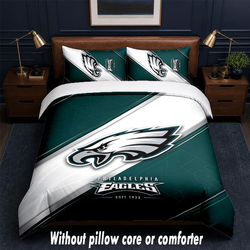 Philadelphia Eagles Design Bett Bettwäsche Set 1 Bettbezug + 2 Kissenbezüge Weich Atmungsaktiv Haushalt Bettwäsche