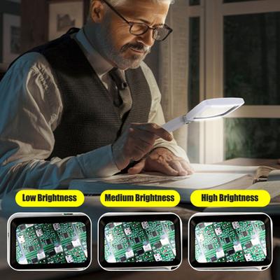 Magnifying Glass with LED Light Foldable Handle Design High Power Magnification Lightweight Handheld Magnifier Reading Aid for Elderly
