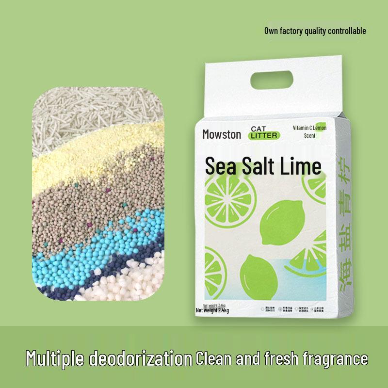 Meowston Clumping Cassava Cat Litter - Sea Salt Lime Scent, Dust-Free, Non-Stick, Flushable, Deodorizing