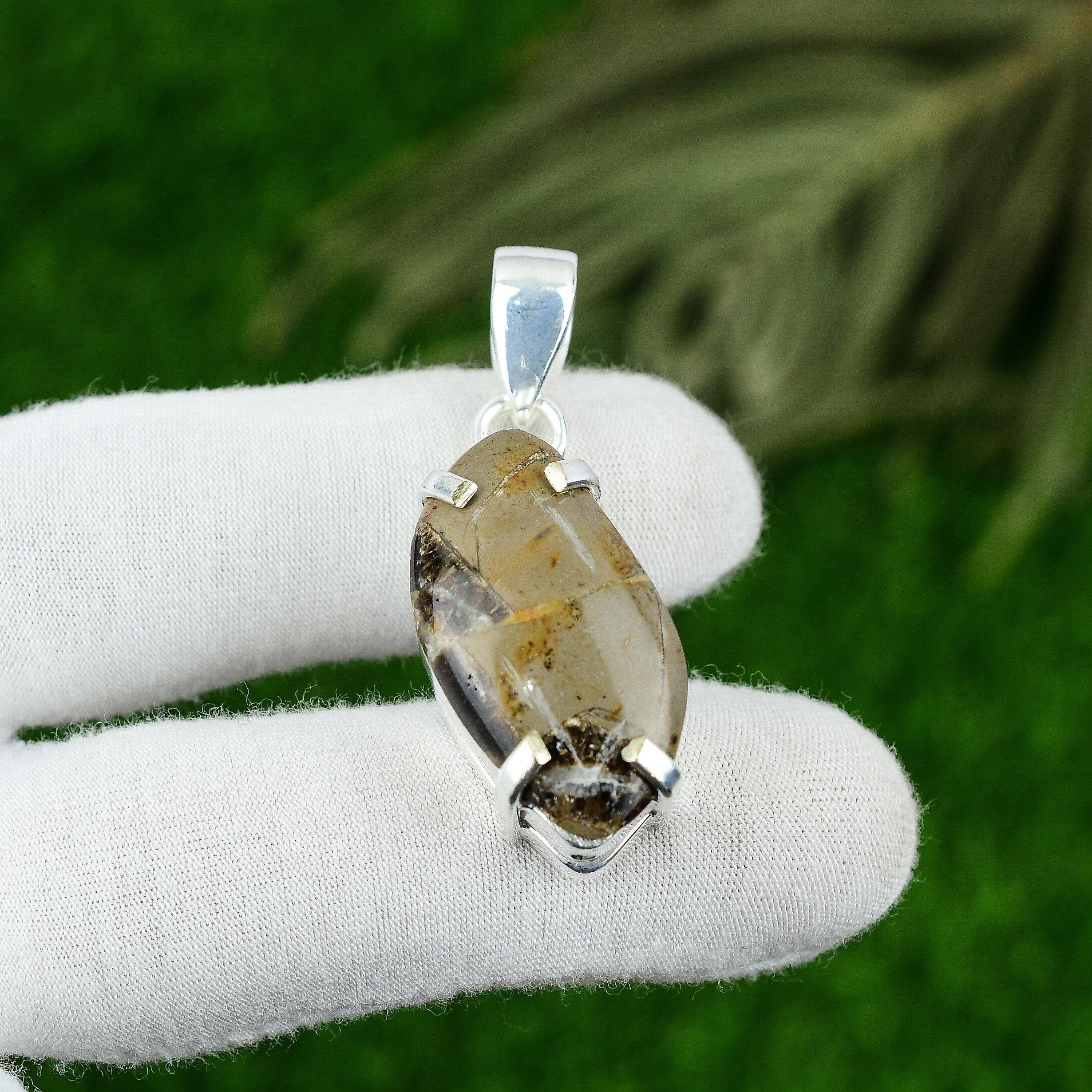 

Natural Septerian Gemstone Indian Jewelry 925 Sterling Silver Pendant For Women