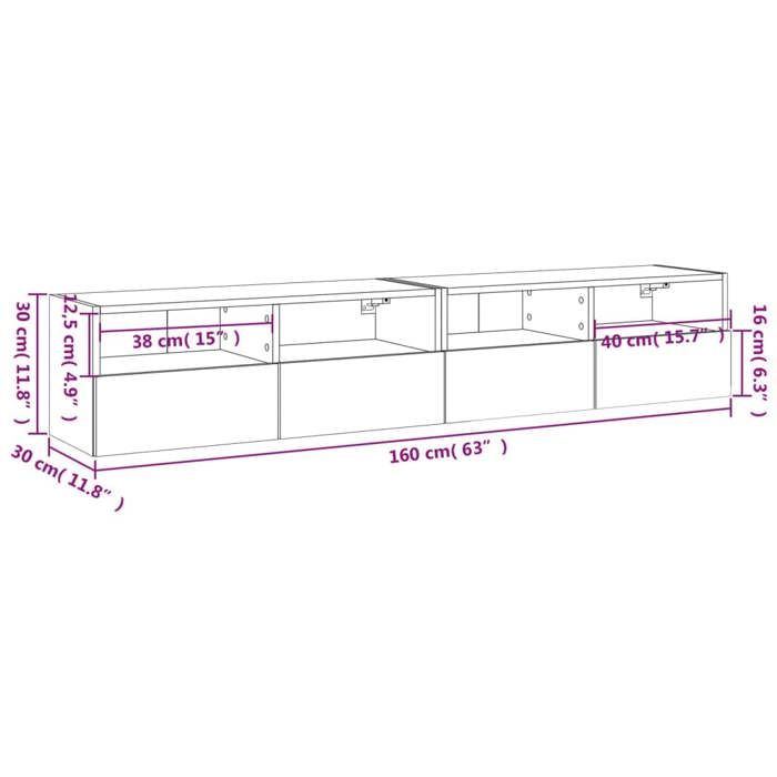 VidaXL Wall-mounted TV Cabinets 2 Pcs Concrete Grey 80x30x30cm Engineered Wood 836875