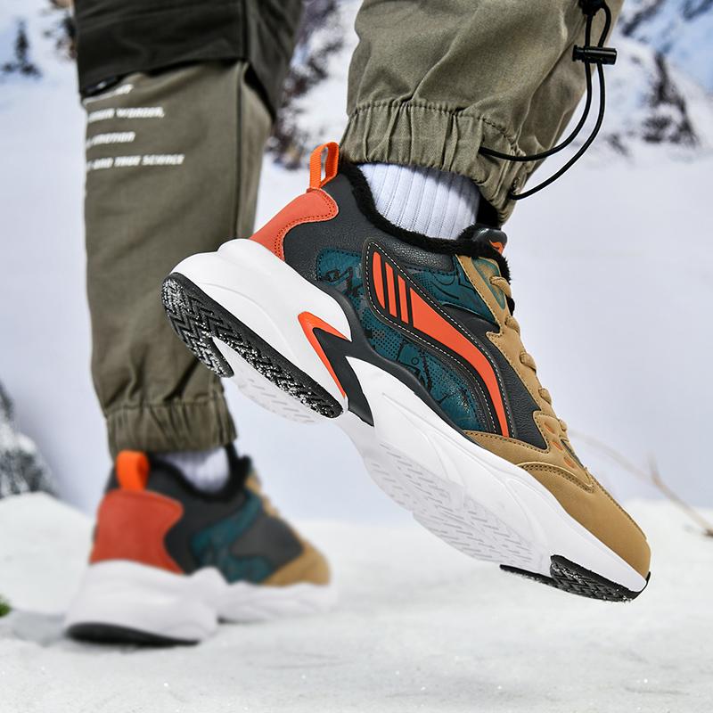 Men's Thicken Winter Warmth Casual Outdoor Fleece-lined Sneakers Soft-sole Speed Running Shoes Fashion Comfortable Cotton Shoes