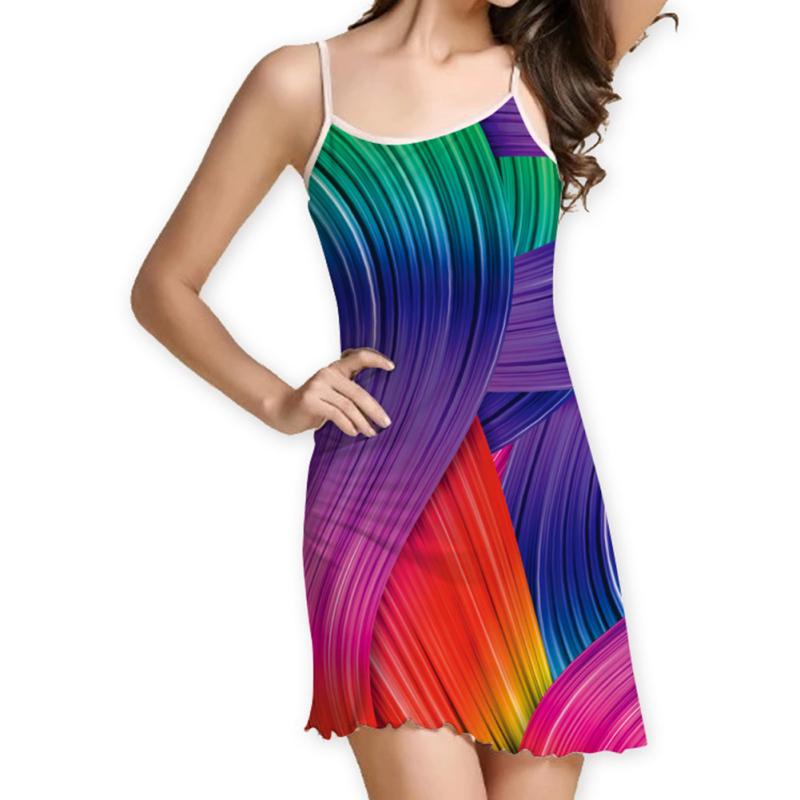 Women Stringy Selvedge Tight Waist Sleeveless Vest Style Printing Slip ...