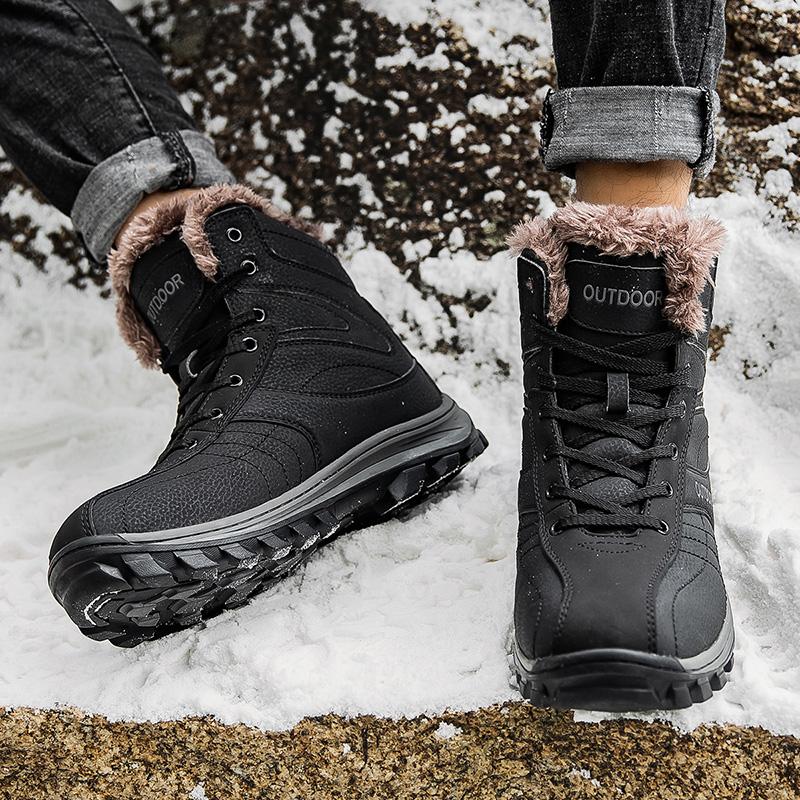 Mens Plus Size 40-48 Winter Boots Waterproof Outdoor Men Boots Ankle Snow Boots High Men Footwear