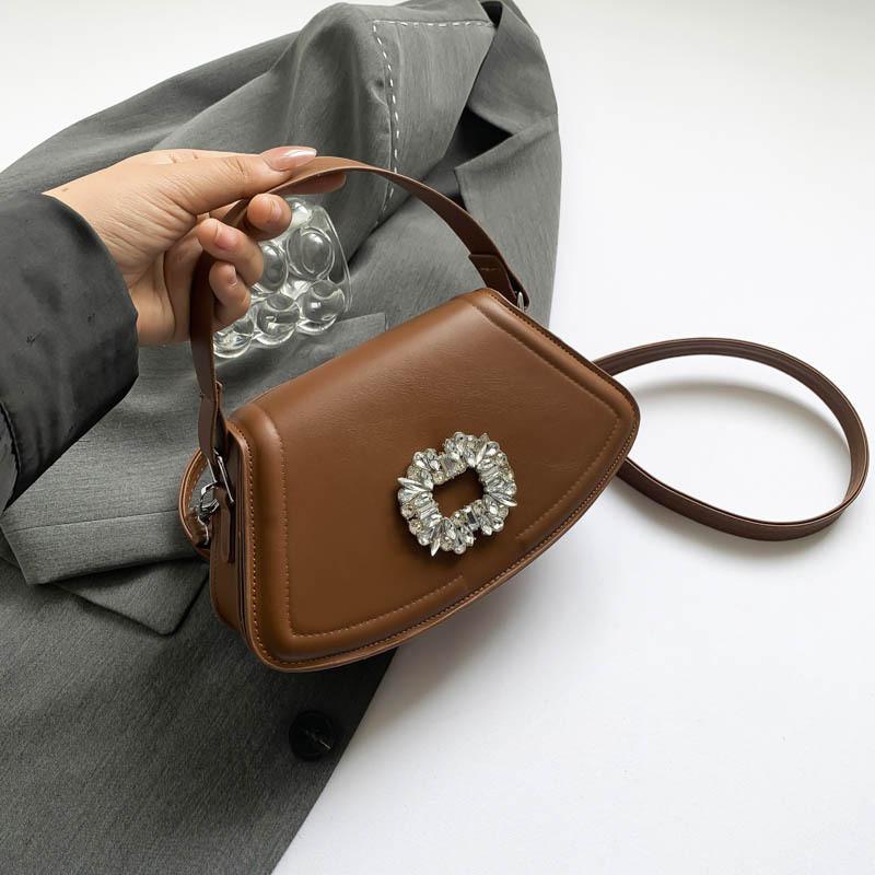 Shoulder Fashion Crossbody Bag With Square Rhinestone Decoration Daily For