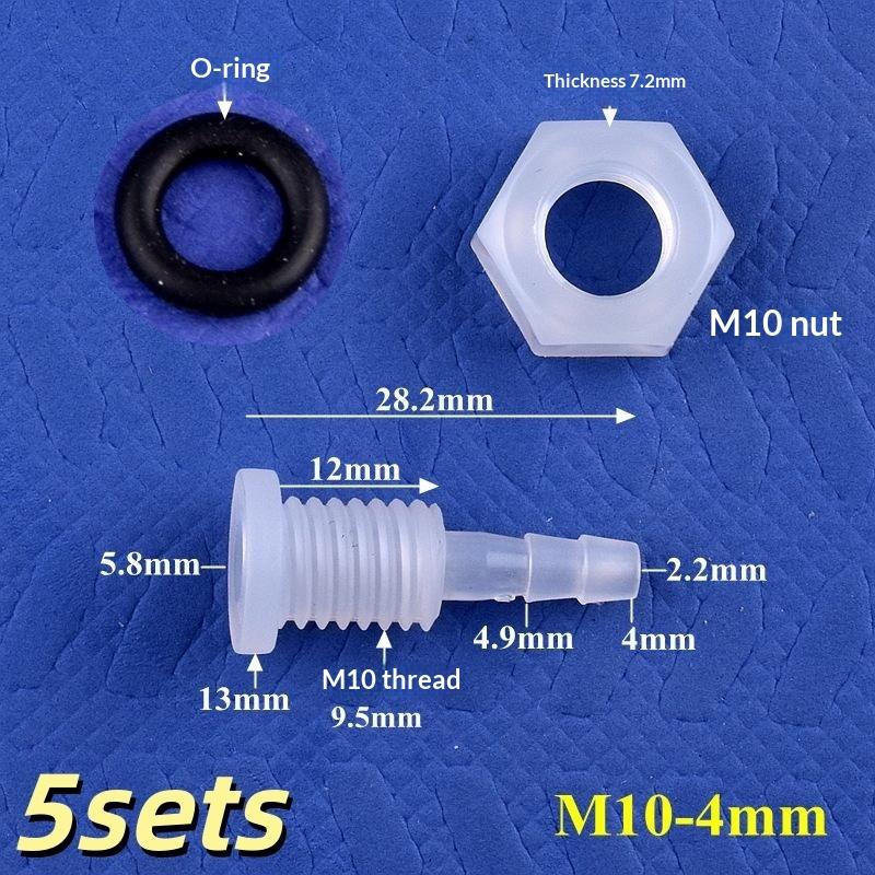5 Sets M5-M16 Thread To 3-12Mm Aquarium Water Tank Inlet Outlet Joint Irrigation Hose Connectors Pp Straight Bulkhead Connector