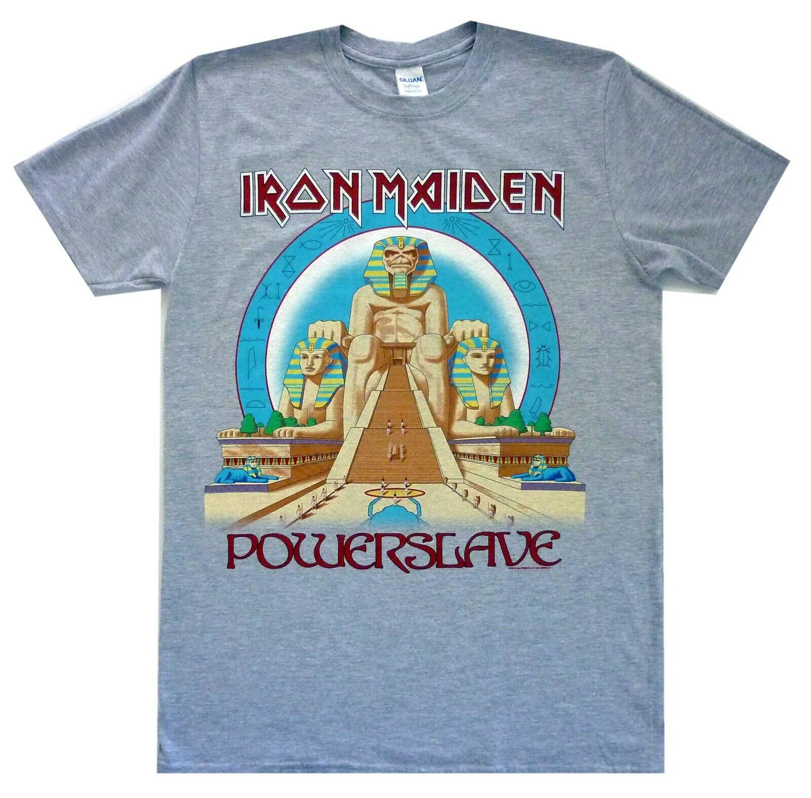 

26 Iron Maiden Powerslave Grey Shirt S-XXL Metal Band T-Shirt Official Tshirt Unisex T-Shirt M