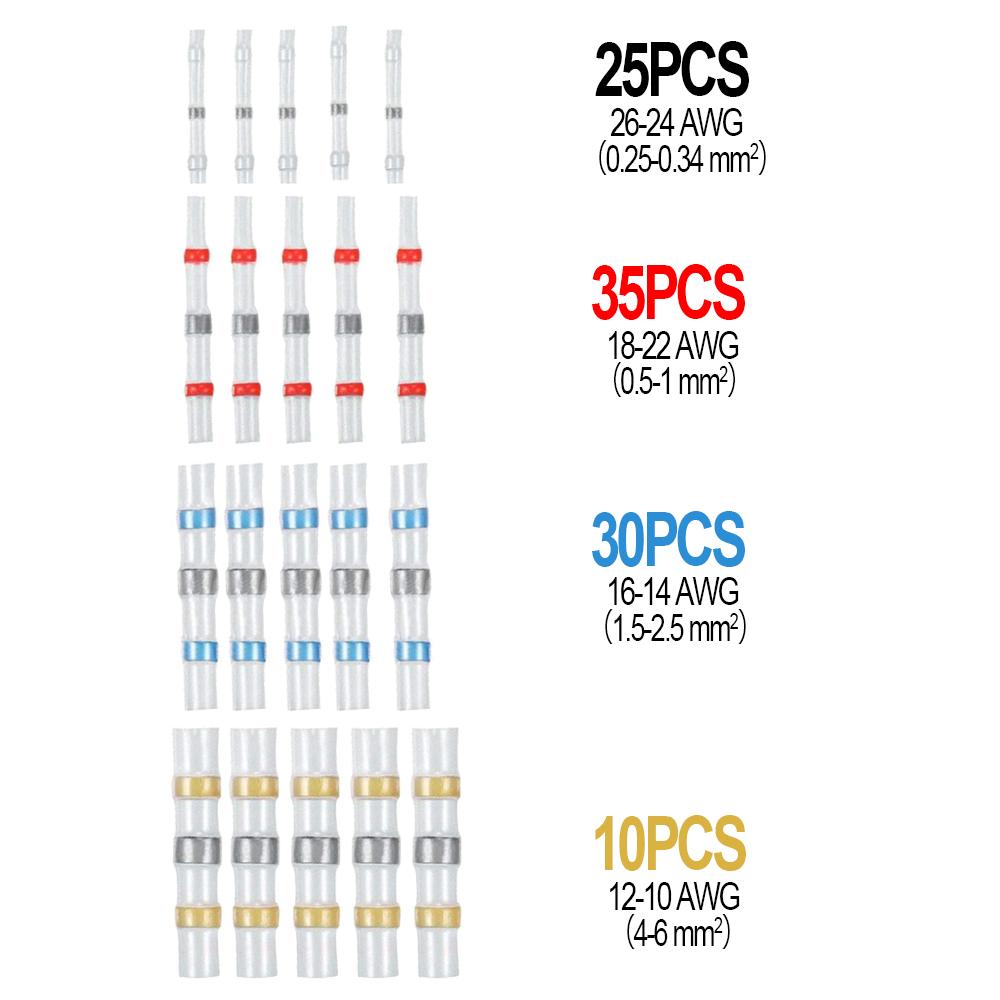 100pcs Waterproof Solder Seal Heat Shrink Butt Wire Connectors Terminals Electrical Copper with a Soldering Sleeve