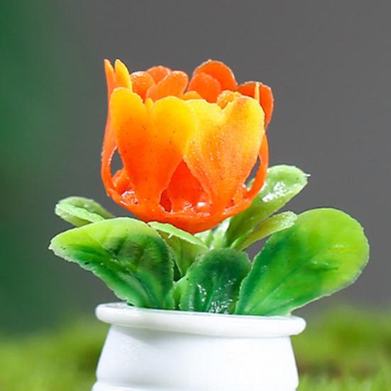 1 Set Mini Potted Plant Statue Eye-catching DIY Resin Micro Landscape Mini Flower