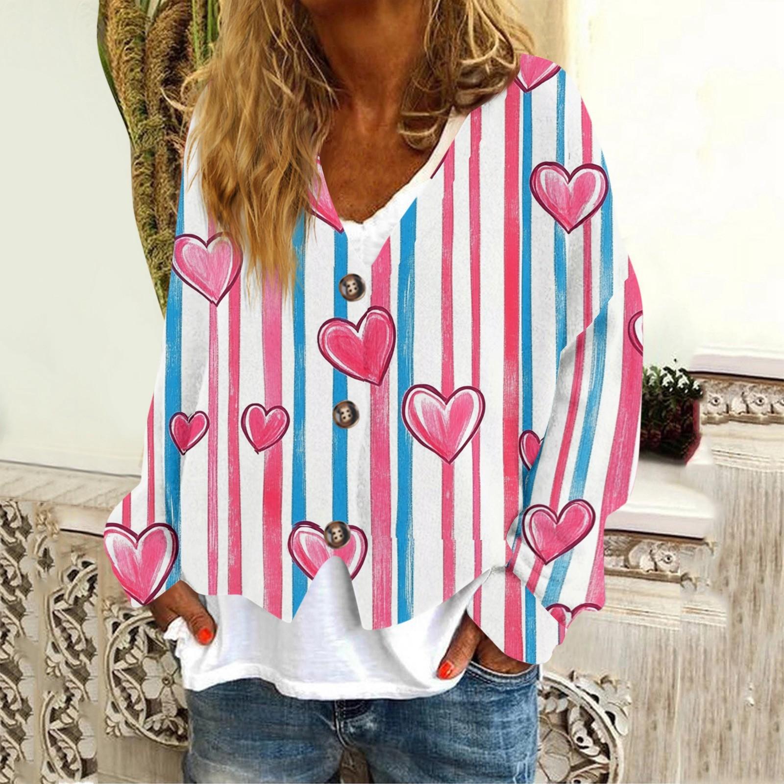 

Женская модная повседневная куртка-толстовка с длинным рукавом с принтом ко Дню святого Валентина M розовый