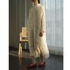 Women Vintage Polka Dot Dresses Stand Long Sleeve Summer Loose High Quality A-Line Dresses