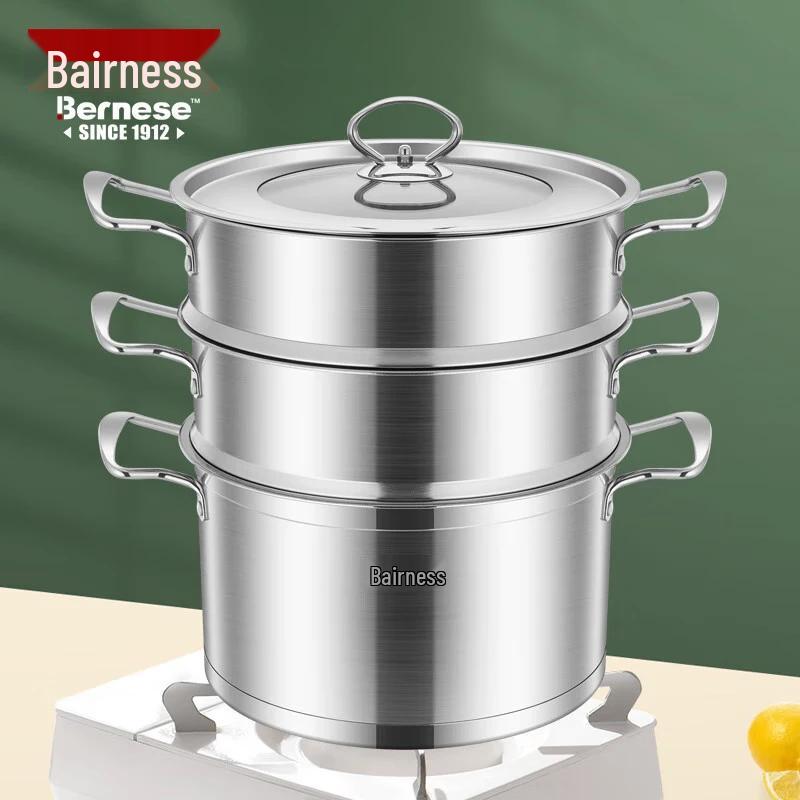 

Bernis 26cm Three-Tier Stainless Steel Steamer Pot