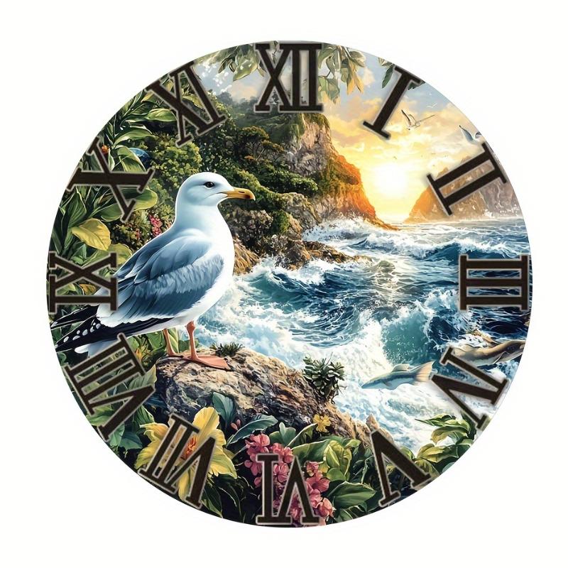 

2d Flat 20*20cm Wooden Wall Art Decor Logo, Seagull and Ocean Landscape, Coastal Landscape Design, Home and Office Art Decoration, Landscape Painting 20*20cm