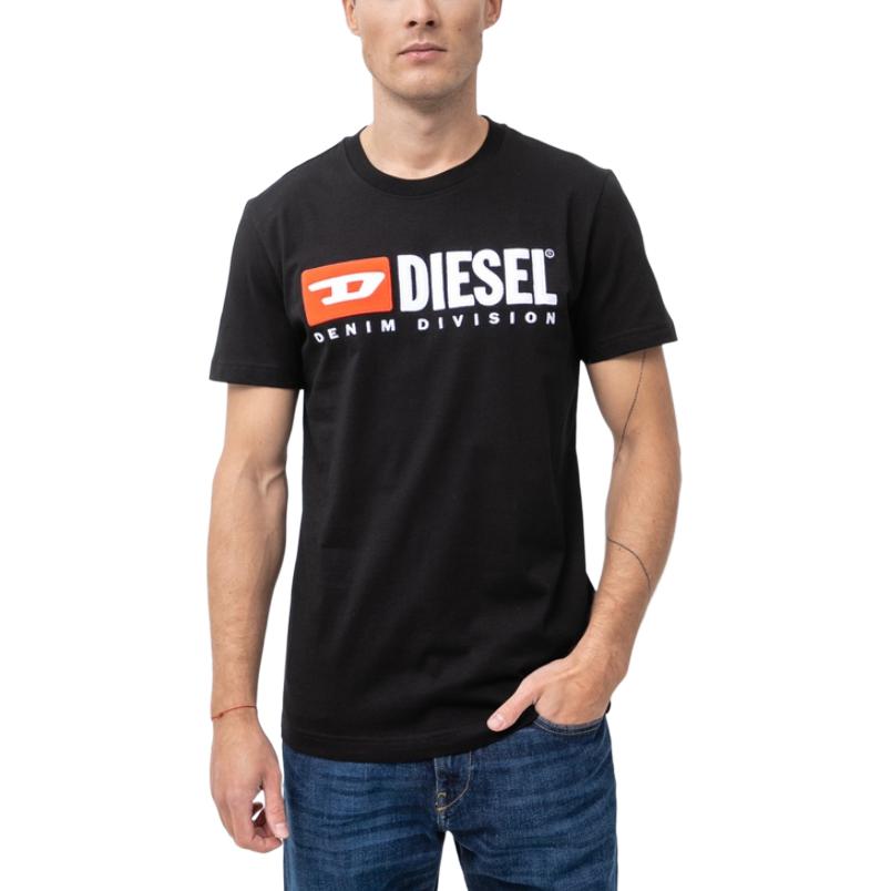 Diesel Logo Embroidered Short Sleeve T-Shirt Men tops Black A037660AAXJ9XX