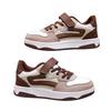 Korean Style Kids' Brown Leather Patchwork Velcro Sneakers - Casual Sports Shoes