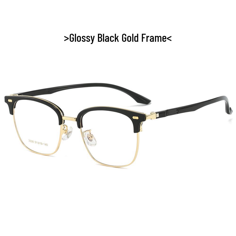 2024 Trendy Ultra-light TR Eyebrow Glasses Frame – Rivet Design with Anti-Corrosion Steel Temples Prescription Compatible Anti-Blue Light
