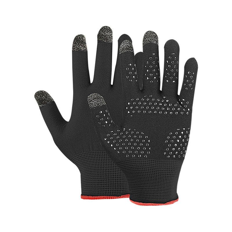 Vår og høst Tynne Utendørs Sport Sykling Håndflate Silikon Sklisikker Tre-finger Berøringsskjerm Pustende Nylonhansker