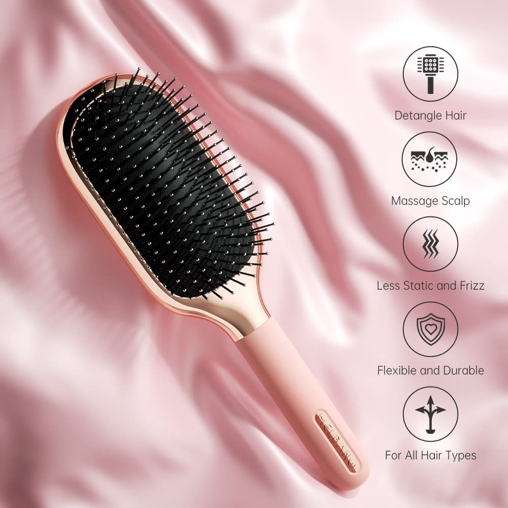 Melbang Thick Curly Hair Brush, Adds Shine and Smoothness to Thin, Long, Short, Wet or Dry Hair, Paddle Hair Brush, Unisex, Kids