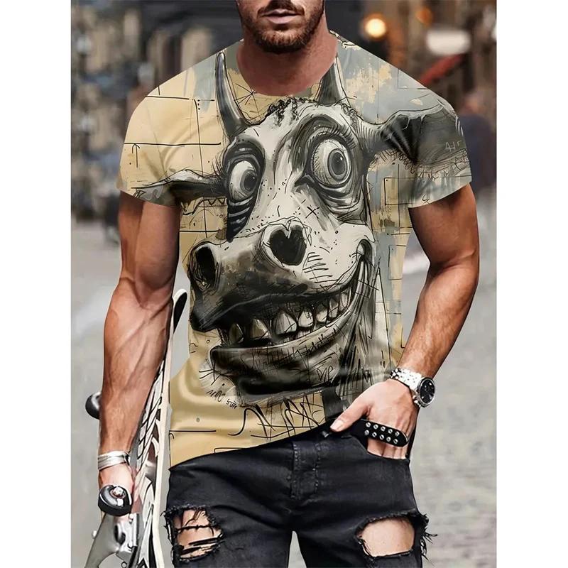Monster Graffiti Art Graphic T-Shirt For Men Funny Animal 3D Printed Tees