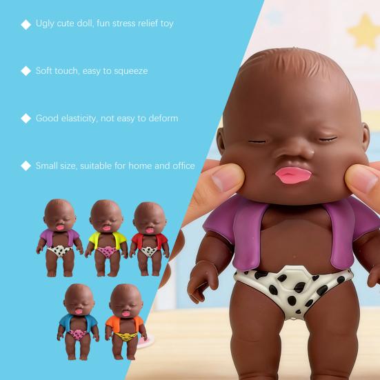 Black Babies Stress Relief Toy Slow Rising Anxiety Relieving Mini Baby Squeeze Toy