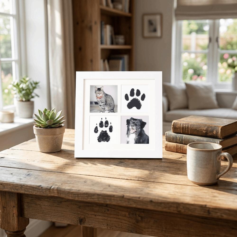 Inkless Paw Print Photo Frame Decorative Pet Footprint Keepsake Kit Pet Paw Print Kit Pet Memorial