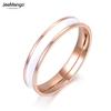 JeeMango Fashion Black/white 2 Colors Painting Oil Rose Gold Color Simple Wedding Rings Jewelry Stainless Steel Ring JR18052