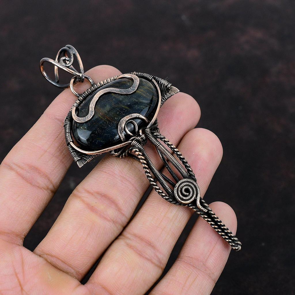 Nellite Pendant Copper Wire Wrapped Pendant Gemstone Pendants Copper Jewelry Handmade Boho Hippie Pendant Wire Wrapping Jewelry Gift For Her