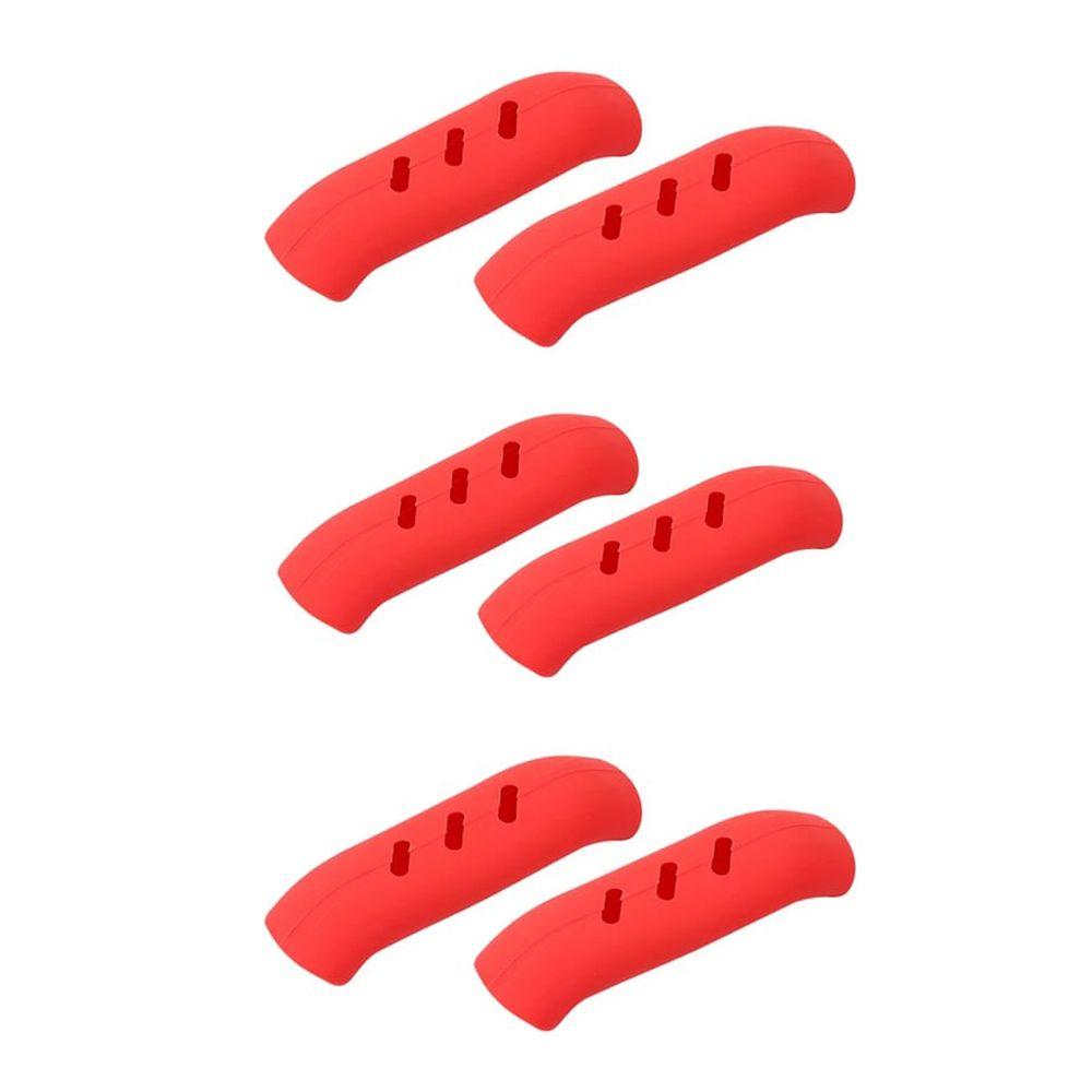 6 PCS Non-Slip Pot Handle Cover Red Grip Handle Sleeve  Frying Pan Stew Pot Steamer