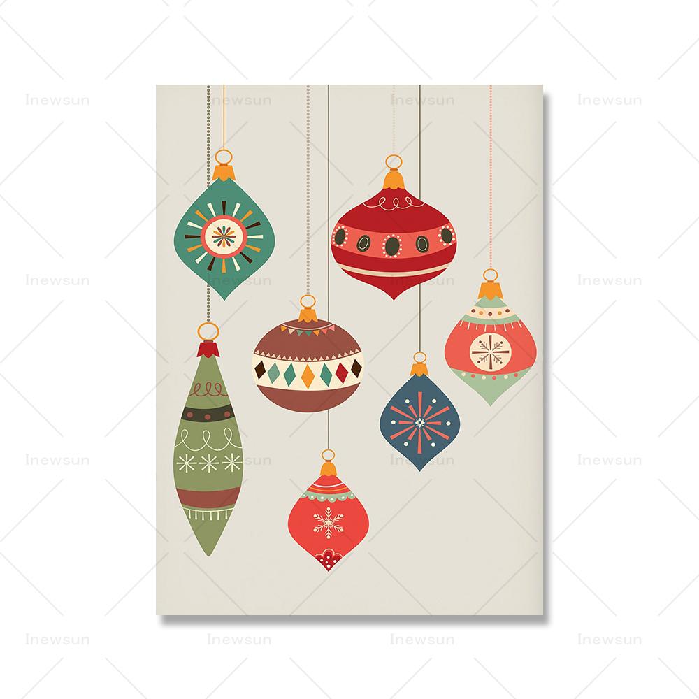 

Ретро Рождественский постер Элегантный декор Середина века Современные праздничные принты Праздничные коктейли Зимний рынок Санта Картина на стене на холсте 21x30cm No Framed