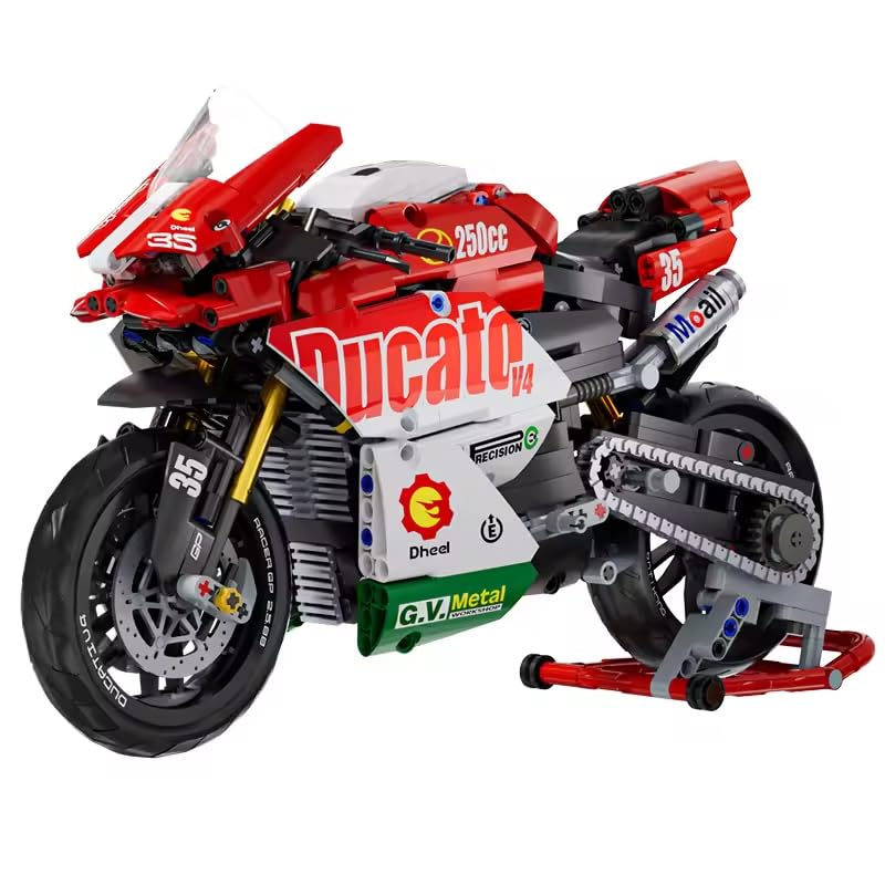 Zmart Famous V4 Motorbike Building Blocks Superbike Kit, Technical Racing Kids' Assembly Toy, Block Set, Assembly Toy, Technic Series, LEGO