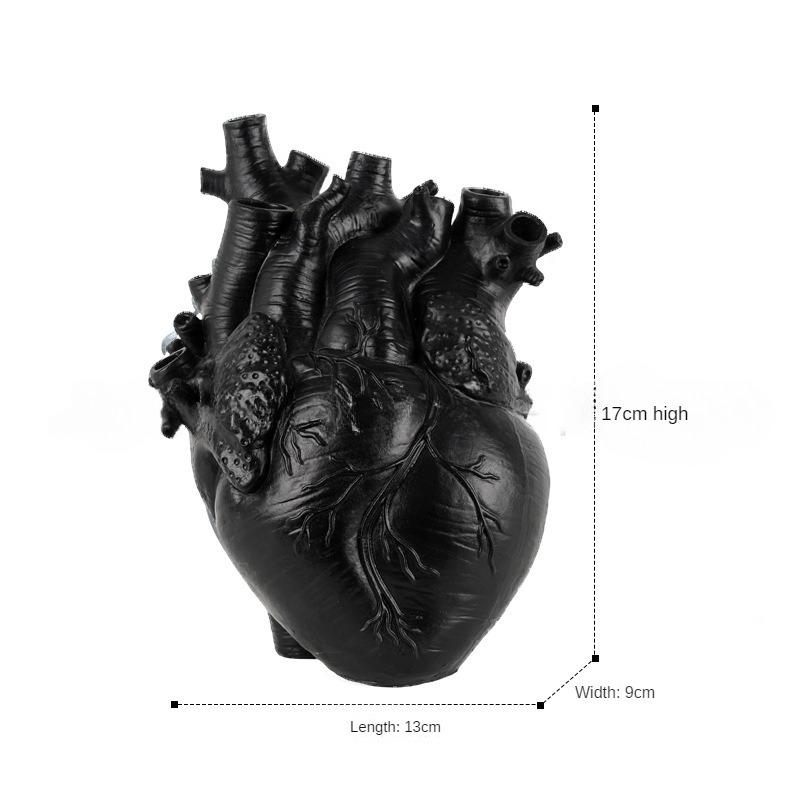 White Vase Heart Shape Resin Ornament Model Room Countertop Living Room Vase Dining Table Dried Flower Arrangement