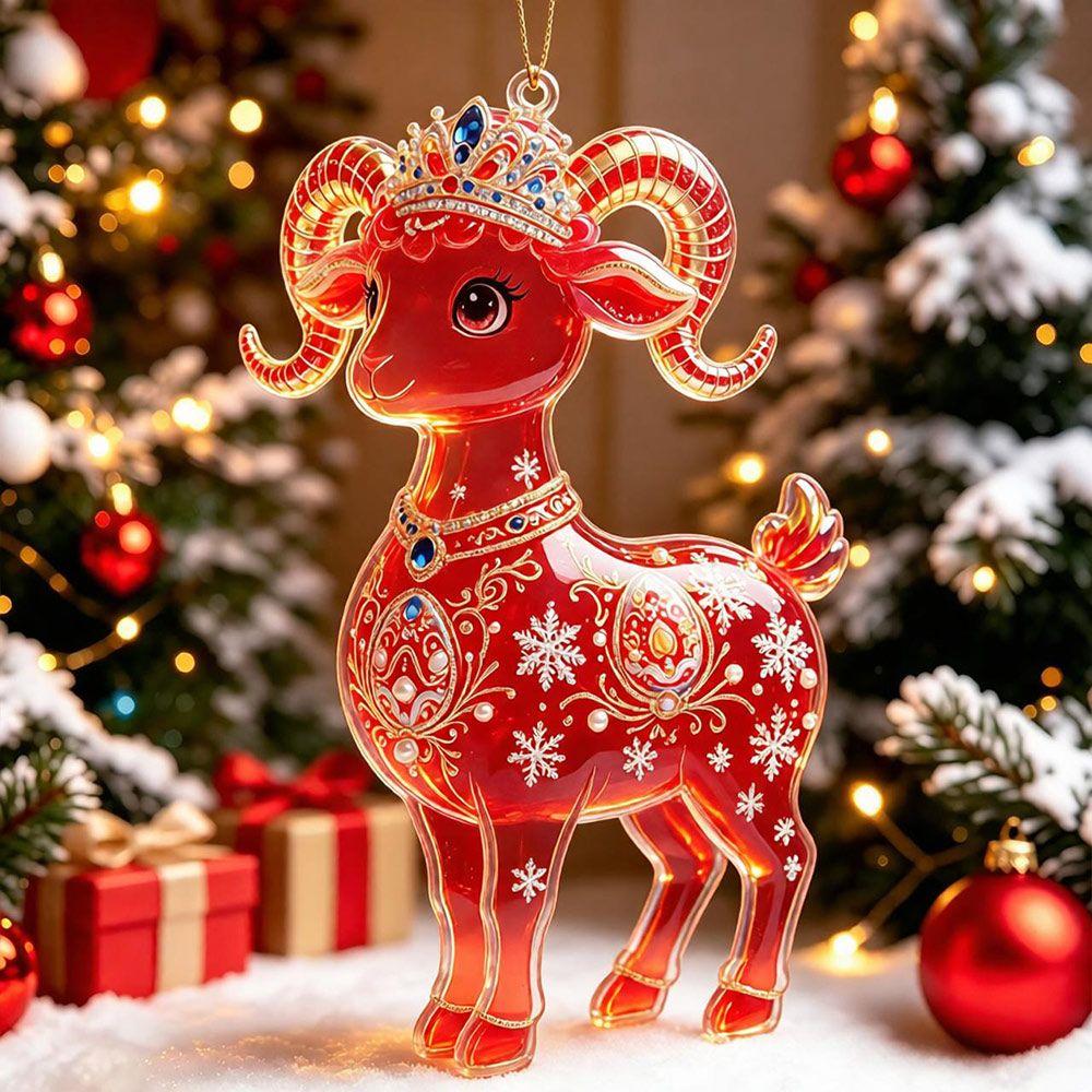 Shining Goat Hanging Ornament Set Acrylic Christmas Tree Ornament New Keychain Holiday Party Decor