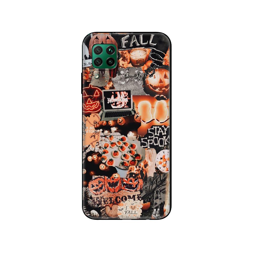 Black Tpu Case For Huawei P30 Lite P30 Pro P40 Case For Huawei P40 LITE E P Smart 2020 Case Cover Autumn Leaves Fall  Splendid