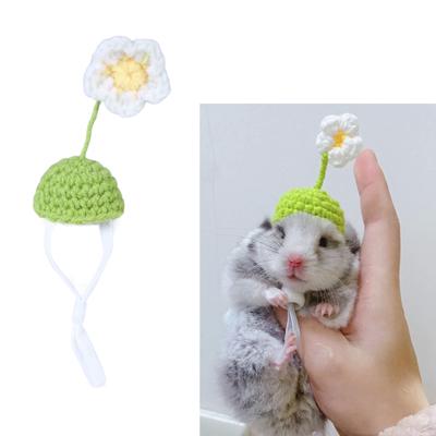 Lustige Strickmütze für kleine Haustiere, Cartoon-3D-Tiermütze, Hamster-Kostümmütze, winziger Zylinder, Kopfbedeckungskappe für kleine Tiere