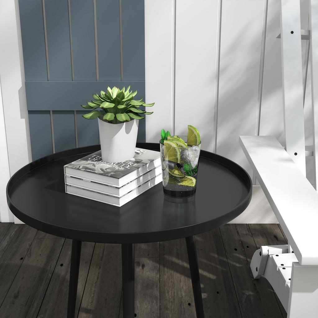 Outdoor side table. Garden table. Round patio table. Steel. 40 x 50 cm (diameter x height). Black