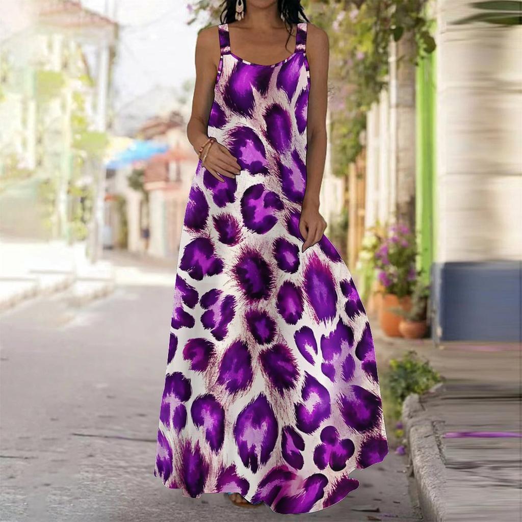 Women's Slip Dress Maxi Long Dress Splicing Leopard Print Stitching Print Dress Spring & Summer Leisure Vacation