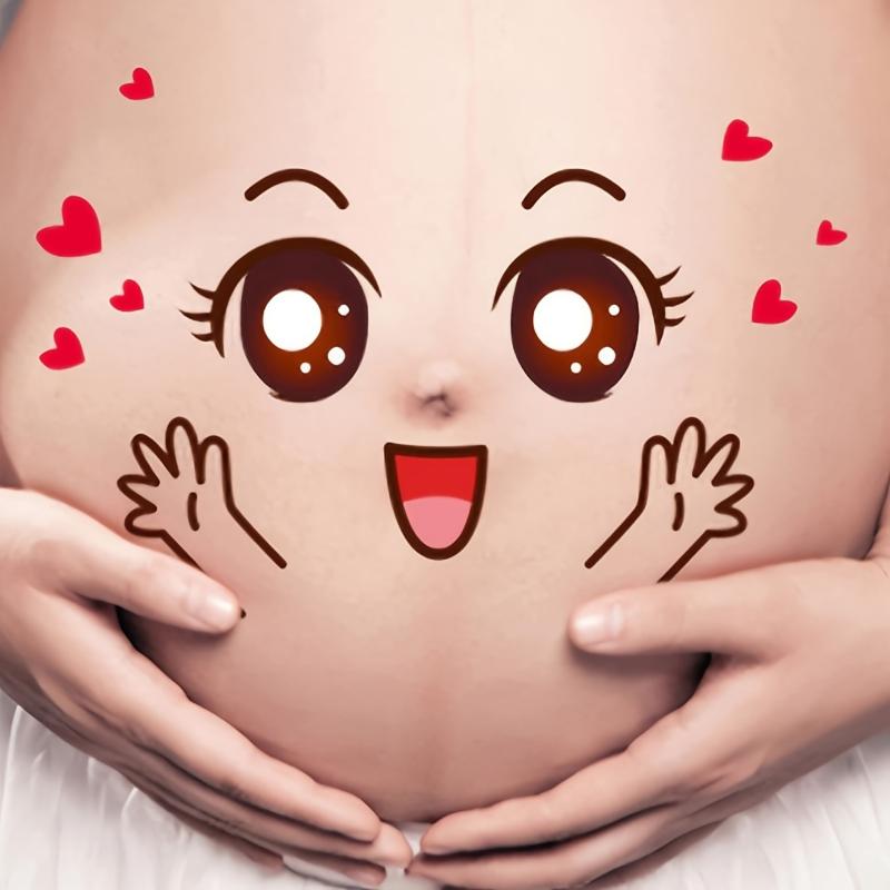 9Pcs Pregnancy Belly Stickers Photographs Props Funny Facial Expressions Decals Memorable Keepsakes Mum Maternity Accessories