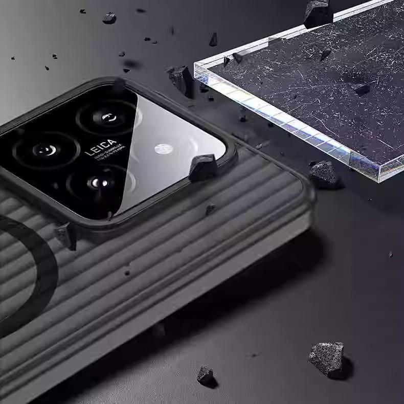 Suitable for Xiaomi 15 Ultra Corrugated Magnetic Suction Mobile Phone Case Matte Redmi K80 Grating Anti-fall Protection Case M14pro