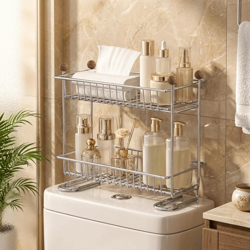 Rustproof Toilet Storage Rack Stainless Steel Bathroom Storage Shelf  Skincare Product Storage