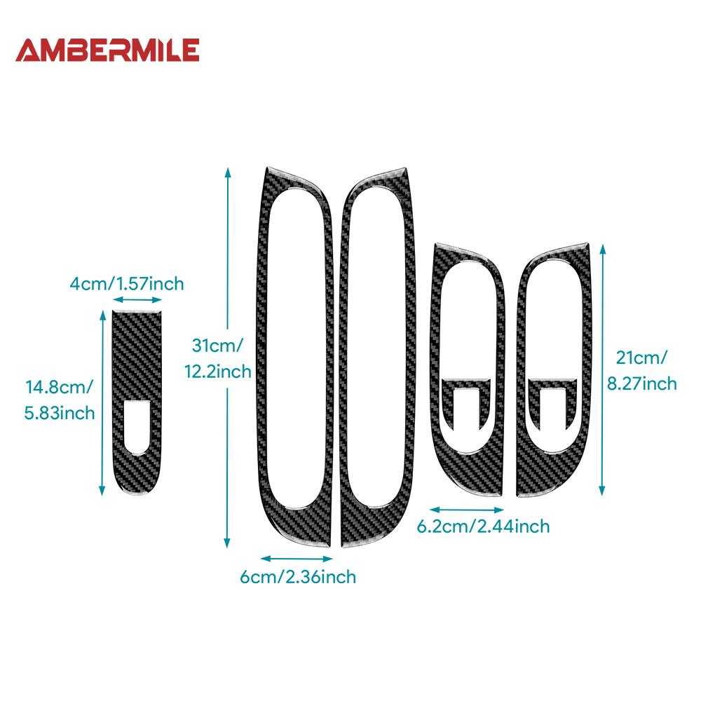 AMBERMILE for Mini Cooper S F65 2024 2025 Car Door Window Lift Switch Frame Interior Soft Carbon Fiber Sticker Panel LHD RHD pwaxk99