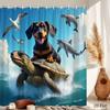 Tropical Ocean Animal Waterproof Shower Curtain Cute Dog Turtle Dolphin Shark Bathroom Decor