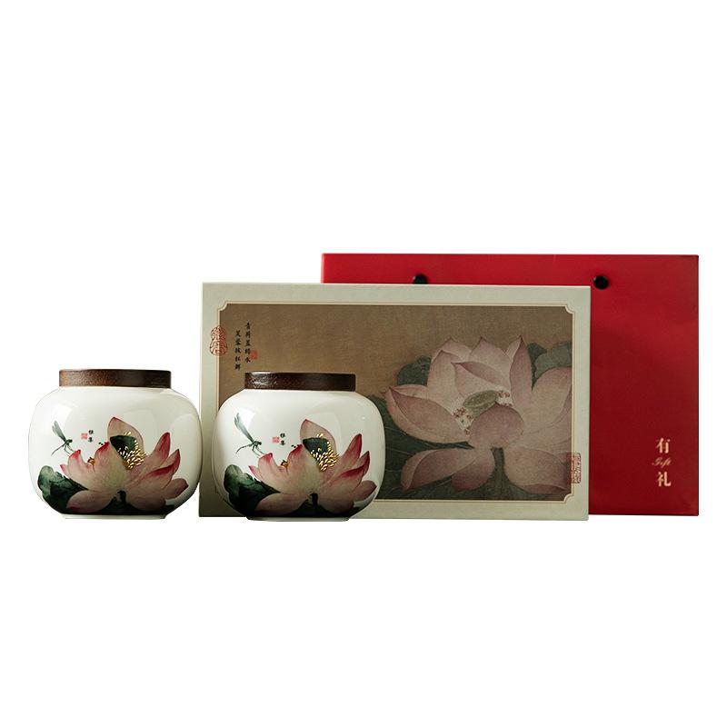 Boutique tea cans, small ceramic tea sealed cans, home gifts, high-end small tea cans, tea storage cans, gift boxes