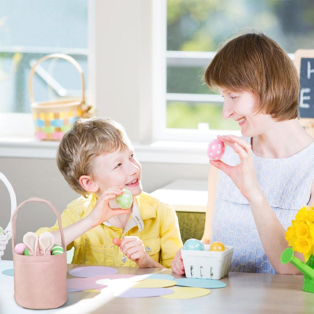 Easter Party Supplies Bunny Handbag Basket Gift Box Rabbit Ear Candy Container Spring Egg Hunt Celebration Durable Treat Holder