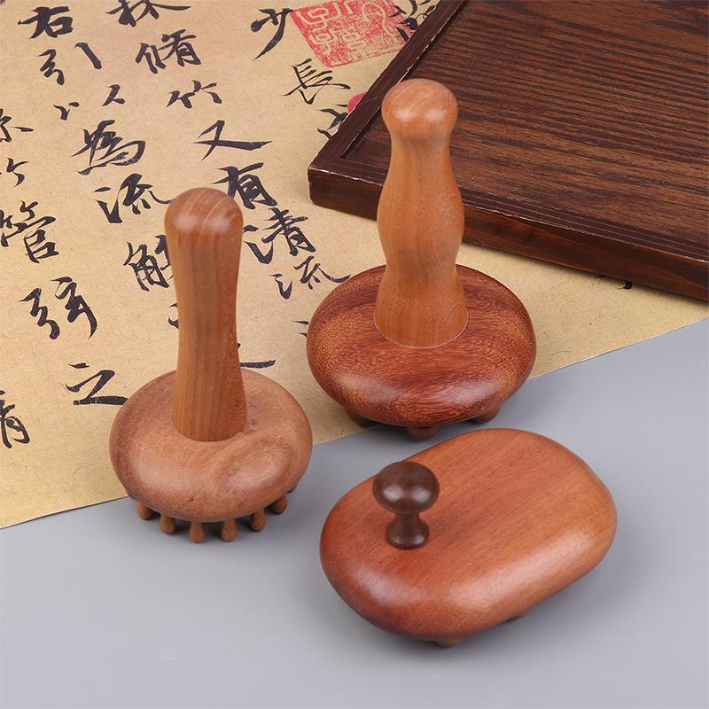 Trähandhållen Massageborste Trä Meridian Gua Sha Slimmande Borste Massager Mage Hela Kroppen Massagekam Akupressurborste